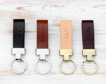 Custom Name Keychain for Him or Her, Personalized Leather Keychain, Car Accessories for Men, Car Guy Gift, Roommate Gift, Co-worker Gift