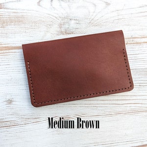 Business Card Holder, Leather Business Card Case Personalized with Name or Initials, Best Gifts for Him, Lawyer Gift, Phd Graduation Gift Medium Brown