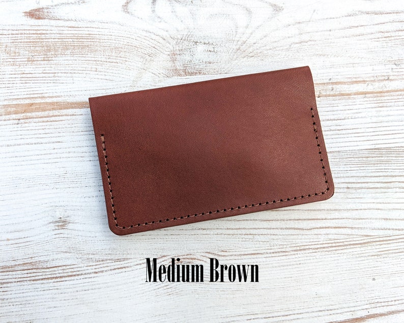 Business Card Holder, Leather Business Card Case Personalized with Name or Initials, Best Gifts for Him, Lawyer Gift, Phd Graduation Gift Medium Brown