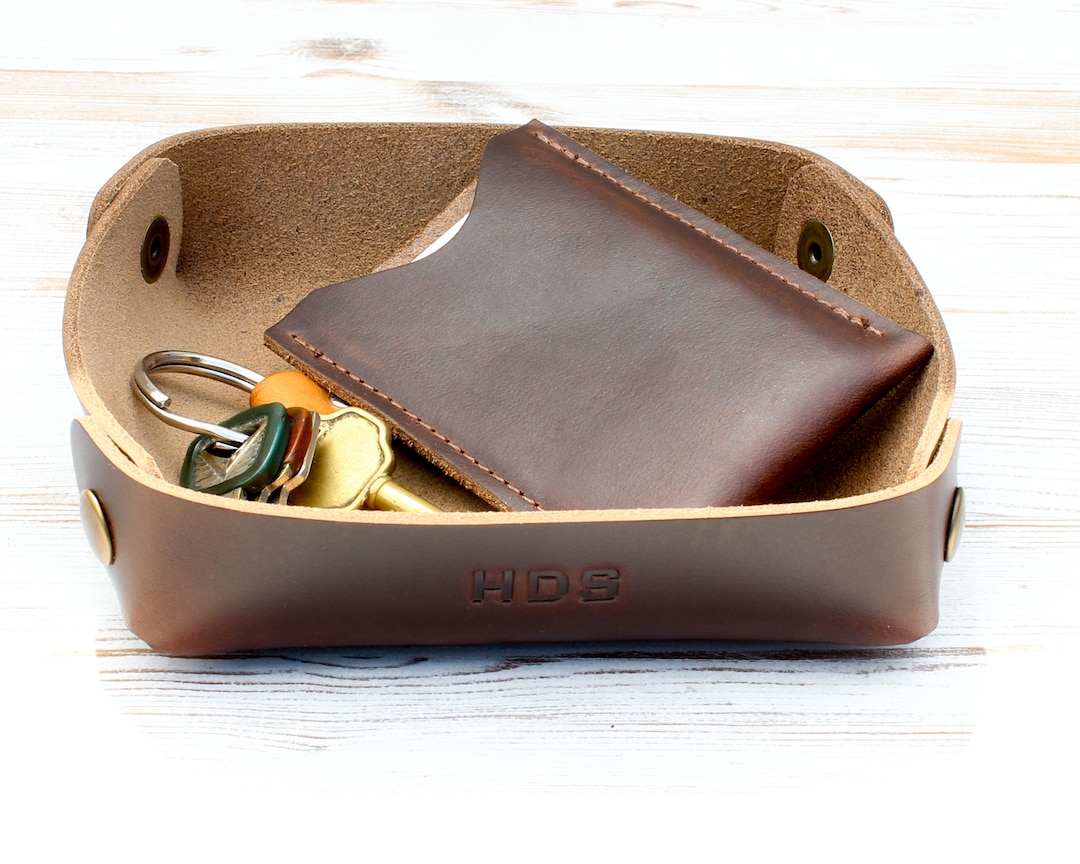 Personalized Leather Gift for Men, Leather Valet Tray, Home Decor Gift — free download