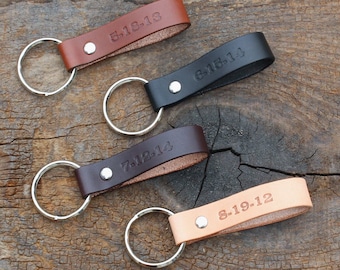 Anniversary Gifts For Boyfriend or Husband, Personalized Leather Keychain, Sentimental Gifts, One Year, Two Years, Three Years,  I Love You