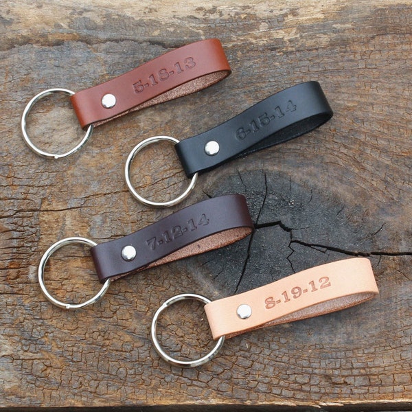 Anniversary Gifts For Boyfriend or Husband, Personalized Leather Keychain, Sentimental Gifts, Three Years,  I Love You, Meaningful Gifts