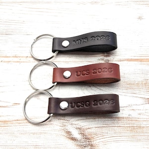Graduation Gifts for Him or Her, Personalized Keychain, Custom Leather Key Fob, Class of 2026, Boys High School, College, University, PhD