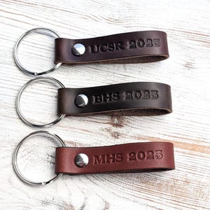 Graduation Gifts for Him or Her, Personalized Keychain, Custom Leather Key Fob, Class of 2025, Boys High School, College, University, PhD