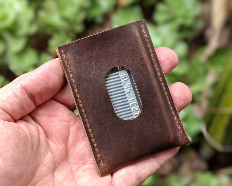 Leather Minimalist Wallet Mens Front Pocket Wallet Slim Etsy