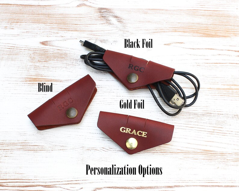 Cord Organizer Leather Tech Accessories Personalized Tech Etsy