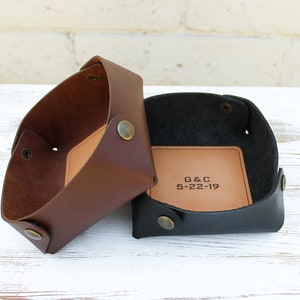 Leather Valet Tray, Personalized Gifts for Men, Anniversary Gift for Boyfriend or Husband, Meaningful Gift for Him, Birthday Gift for Him