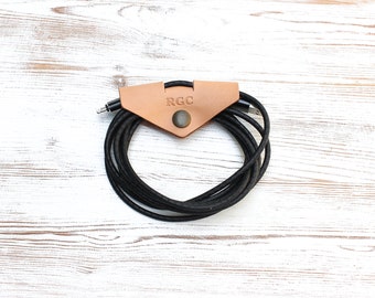 Graduation Gift For Him or Her, Personalized Leather Cord Organizer, Tech Accessories, Gifts For Boyfriend, Gift For Techie, Co-worker