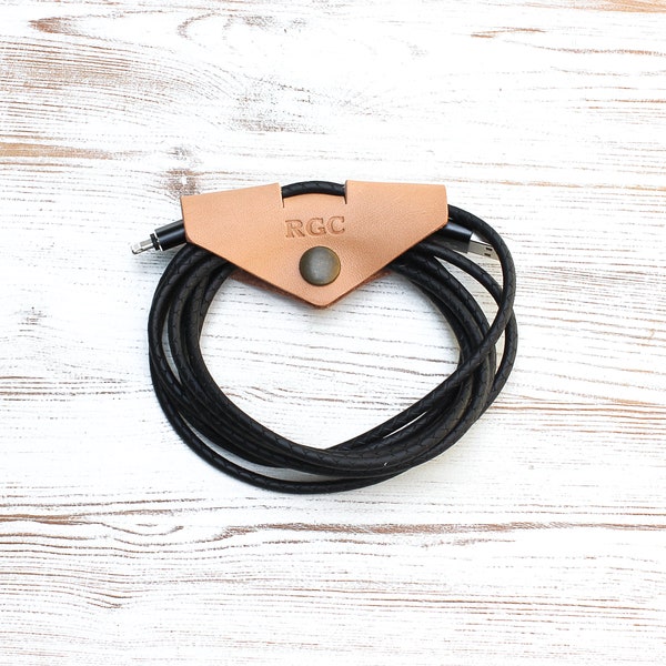 Graduation Gift For Him or Her, Personalized Leather Cord Organizer, Tech Accessories, Gifts For Boyfriend, Gift For Techie, Co-worker