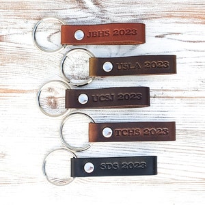 Graduation Gifts for Him or Her, Personalized Keychain, Custom Leather Key Fob, Class of 2024, Boys High School, College, University, PhD