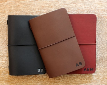 Travelers Journal, Personalized Leather Field Notes Cover Pocket Notebook, Gift For Writers Graduation