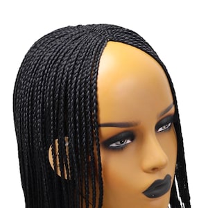 Box Braid Wig, Soft Braided Wig 12/14 inch Short Black Wigs for Women No Lace Front Human Hair Wig