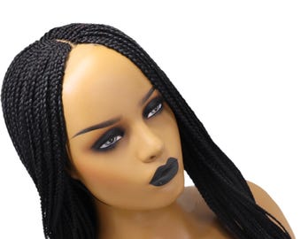 Peruki damskie z warkoczami koronkowymi w kolorze czarnym
