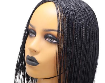 Short Braided Wig, Feather Hair Braid Twist Wigs