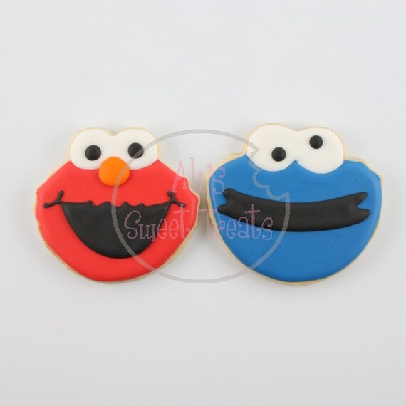 Elmo Cookie Monster Decorated Cookies Set Of 12 Etsy