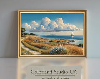 Wall Art | Muted Coastal Beach | Seaside in Soft Tones | Digital Download | Rustic Landscape | Digital print | ColorLandStudioUA