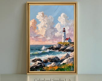 Wall art | Coastal Lighthouse | Seaside | Printable Art | Digital Download | Ocean, Seagull | Stormy wave| Sea Print | ColorLandStudioUA