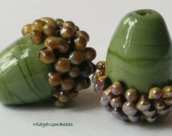 Acorns - Handmade Lampwork Beads - UK