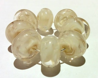 Ivory Spacers - Handmade Lampwork Beads