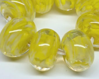 Lemon Spacer Beads - Handmade Lampwork.