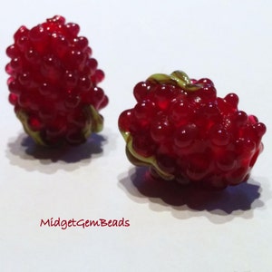 Raspberry Beads - Handmade Lampwork Beads