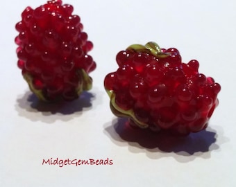 Raspberry Beads - Handmade Lampwork Beads