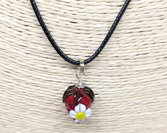 Strawberry - Lampwork Glass Necklace