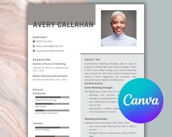 Professioneel cv-sjabloon: bewerkbaar canva-cv van 2 pagina's voor werkzoekenden: val op en word aangenomen!