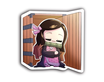 Chibi Nezuko Sticker – Cute Demon Slayer Vinyl Decal – Anime Water Bottle, Laptop, Car, Journal Sticker – Kimetsu no Yaiba Gift