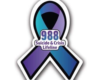 988 Suicide Crisis Lifeline Sticker, Mental Health Awareness, Crisis Support Decal, Hotline Reminder, Suicide Prevention Vinyl Sticker