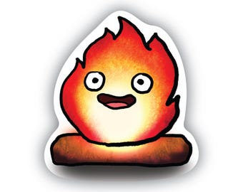 Calcifer Sticker | Cute Howl’s Moving Castle Vinyl Decal | Studio Ghibli Anime Sticker | Waterproof Kawaii Fire Spirit Sticker