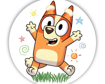 Bingo Bluey Sticker, Vinyl Bingo Sticker, Children's Animated Sticker, Laptop Vinyl Sticker, Water-Resistant Water Bottle Sticker, bluey dog