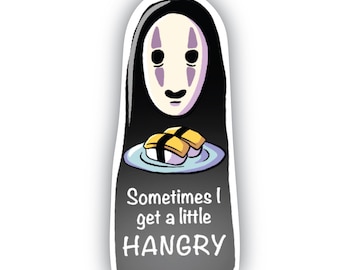 No Face Sticker | Spirited Away Vinyl Decal | Studio Ghibli Anime Sticker | Water-Resistant Sticker | Cute Kawaii Anime Merch | Hangry