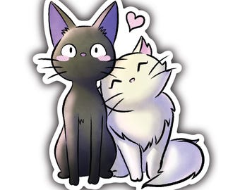 Jiji and Lily Sticker | Kiki's Delivery Service Sticker | Cute Studio Ghibli Vinyl Decal | Anime Aesthetic Sticker | Jiji from Kiki