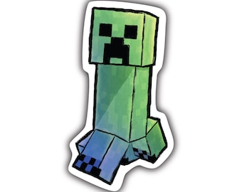 Minecraft Creeper Sticker – Creepy Green Block Vinyl Decal – Gaming Sticker for Laptop, Water Bottle, Car, Journal, Game Lover Gift