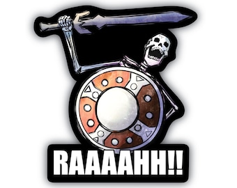 Rah Skeleton Banging on Shield Skyrim Meme Sticker