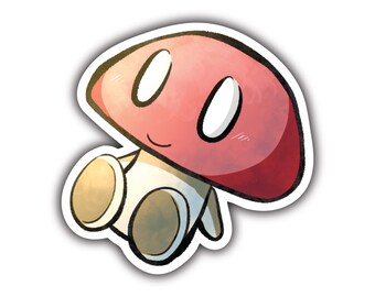 Cute Mushroom Character Sticker – Kawaii Mushroom Vinyl Decal – Adorable Fungus Sticker for Laptop, Water Bottle, Journal, Gift