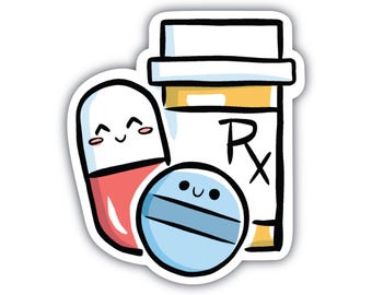 Happy Pills Sticker, Cute Mental Health Sticker, Serotonin Boost Vinyl Decal, Aesthetic Medication Sticker, Self-Care & Positivity