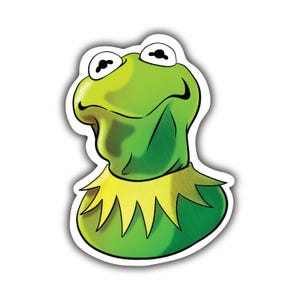 Scrunched Kermit Meme Sticker – Funny Frog Vinyl Decal – Muppets Face Sticker for Laptop, Water Bottle, Phone, Journal, Car, Skateboard
