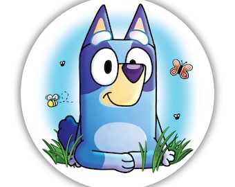 Bluey Sticker – Cute Vinyl Decal, Bluey Dog Sticker, Water-Resistant Sticker for Laptop, Water Bottle, Kids Gift, Planner, Blue Heeler Art