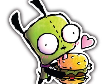 Gir with a Burger Invader Zim Vinyl Sticker