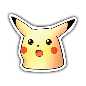 May include: A yellow cartoon character with large ears and a surprised expression. The character has red cheeks and a wide open mouth.