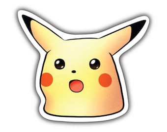Shocked Pikachu Sticker – Funny Meme Vinyl Decal – Cute Pokémon Sticker for Laptop, Water Bottle, Journal, Car, Game Gift – Pikachu Meme