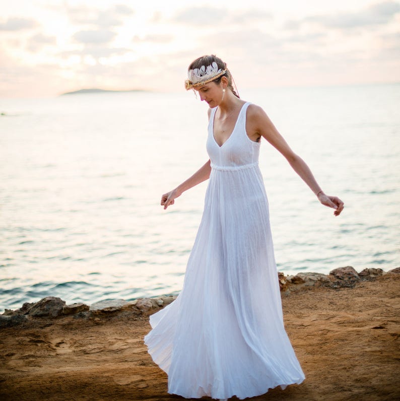 White Linen Wedding Dress Long Linen Dress for your Beach | Etsy