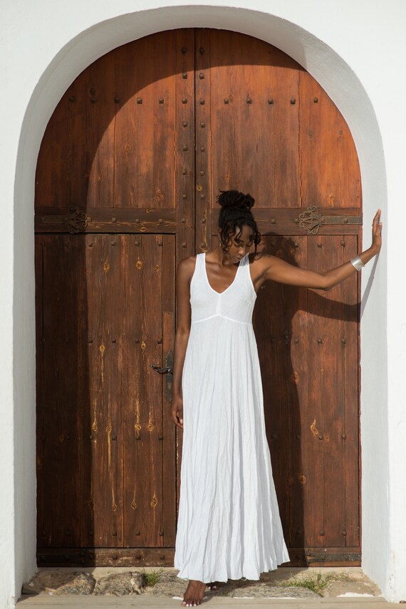 Long White Linen Dress Simple Linen Dress Perfect For A Etsy