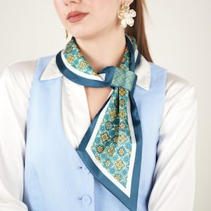 Neck Scarf - Artist  Neck Scarves- Double Sided Excellent  Neck Scarf - Modern Neck Scarf - Retro Neck Scarf - Silk Scarf - Gift For Mom