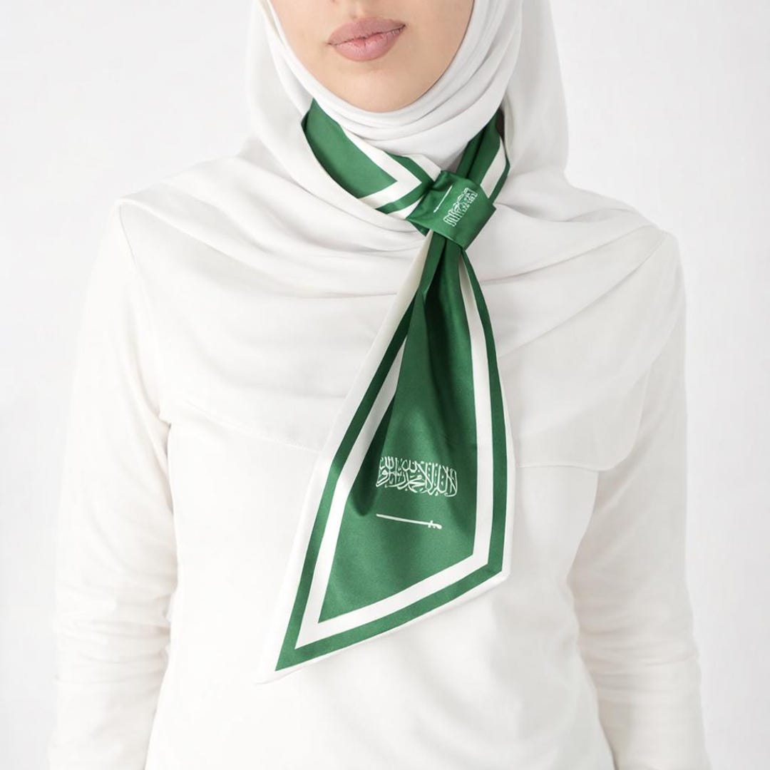 Islamic Calligraphy Scarf, Shahada Arabic Scarf, Green Muslim Neck ...