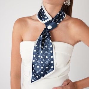 Polka Dot Silk Neck Scarf – Spotted Satin Leaf Designed Neck Tie – Women’s Chic Fashion Accessory – Gift for Her - Best Gift Neck Tie