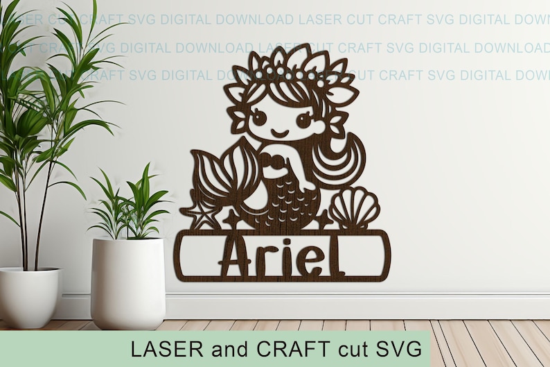 Little Mermaid Name Sign SVG Laser Cut Template (digital Download ...