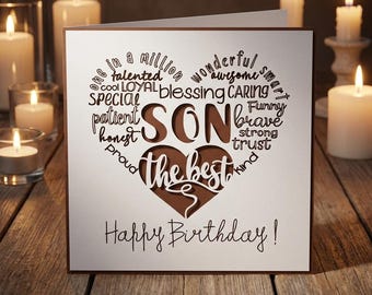 Son Birthday card SVG for Cricut, Silhouette Studio (Digital Download)